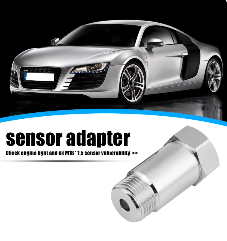 2pcs Extended O2 Sensor Spacer – M18 × 1.5, 45 mm Length, Straight (No Catalytic Core)