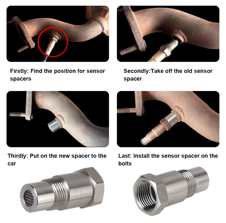 2pcs Extended O2 Sensor Spacer – M18 × 1.5, 46 mm Length, Straight (No Catalytic Core)2pcs