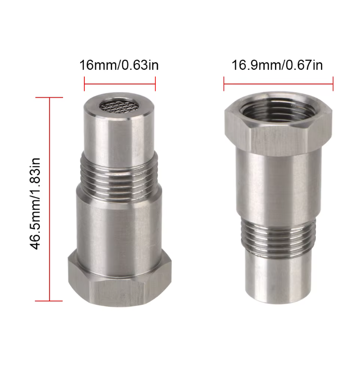 2pcs Extended O2 Sensor Spacer – M18 × 1.5, 46 mm Length, Straight (No Catalytic Core)2pcs