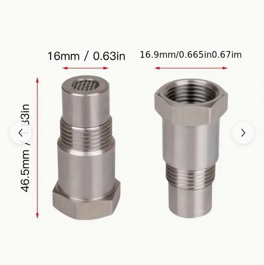 2pcs Extended O2 Sensor Spacer – M18 × 1.5, 46 mm Length, Straight (No Catalytic Core)2pcs
