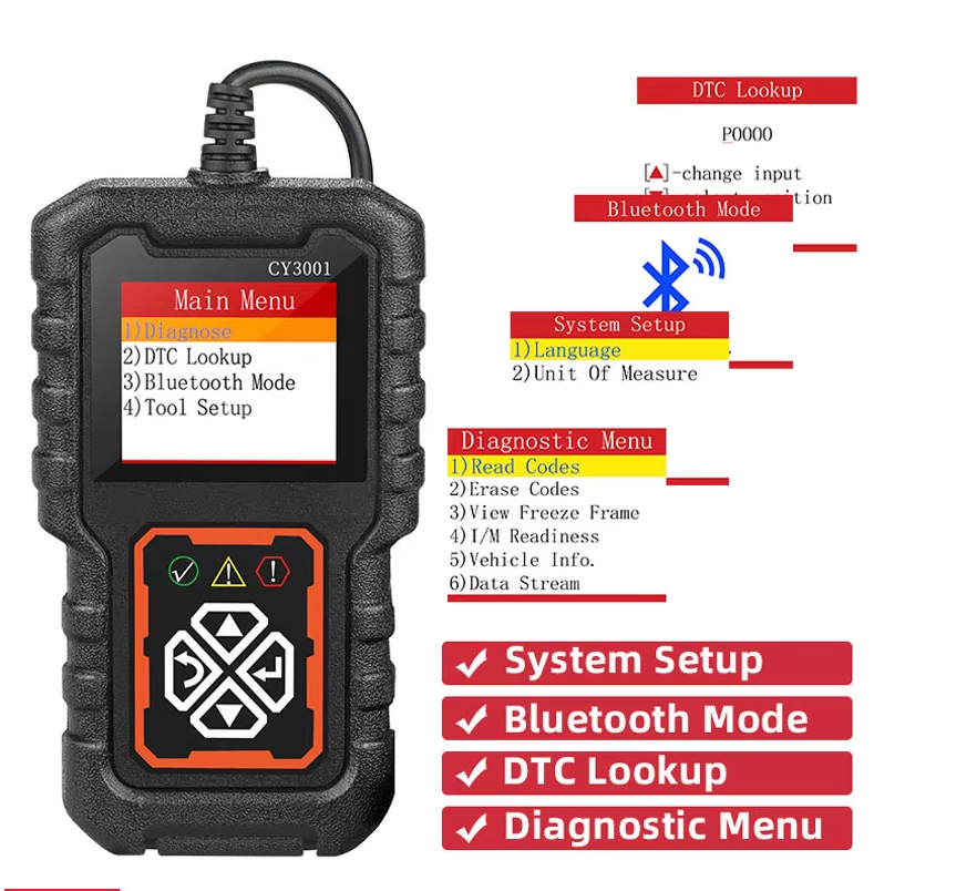 OBD2 Reader - Automotive Fault Detection Device Cy3001