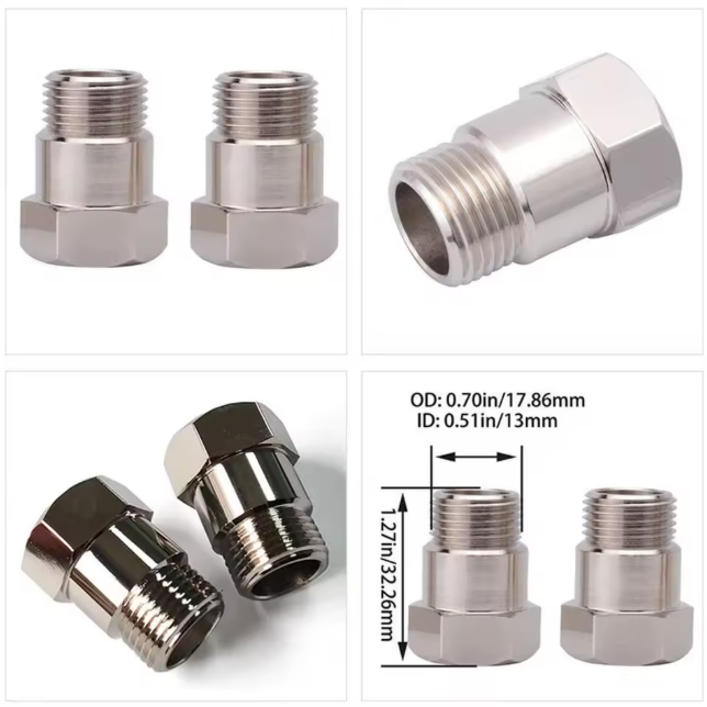 2pcs Extended O2 Sensor Spacer – M18 × 1.5, 32 mm Length, Straight (No Catalytic Core)