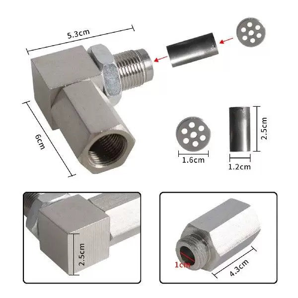 90° O2 Sensor Adapter Spacer – M18 x 1.5 Thread with Mini Catalytic Converter- 90 Degree
