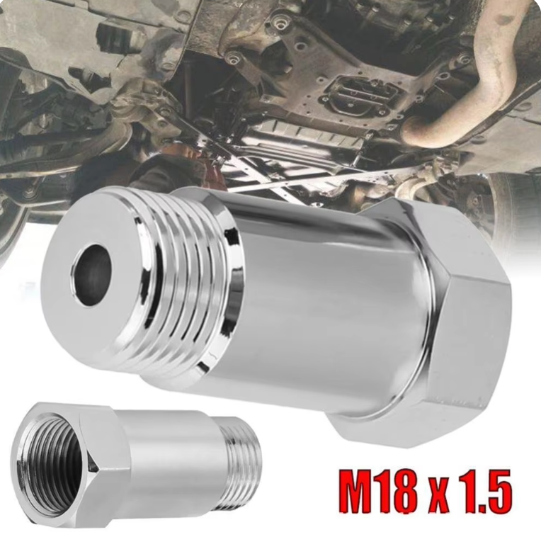 2pcs Extended O2 Sensor Spacer – M18 × 1.5, 45 mm Length, Straight (No Catalytic Core)
