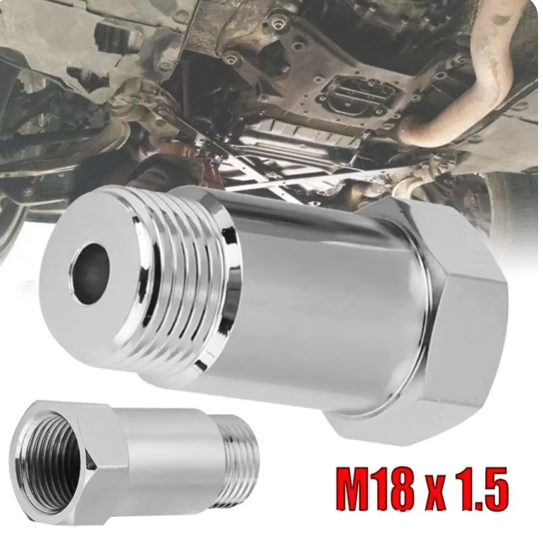 2pcs Extended O2 Sensor Spacer – M18 × 1.5, 45 mm Length, Straight (No Catalytic Core)