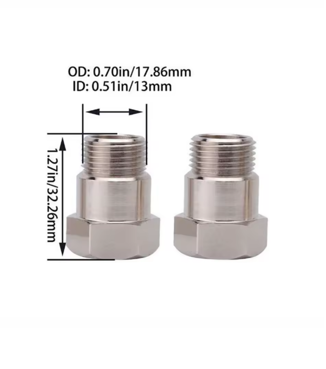 2pcs Extended O2 Sensor Spacer – M18 × 1.5, 32 mm Length, Straight (No Catalytic Core)