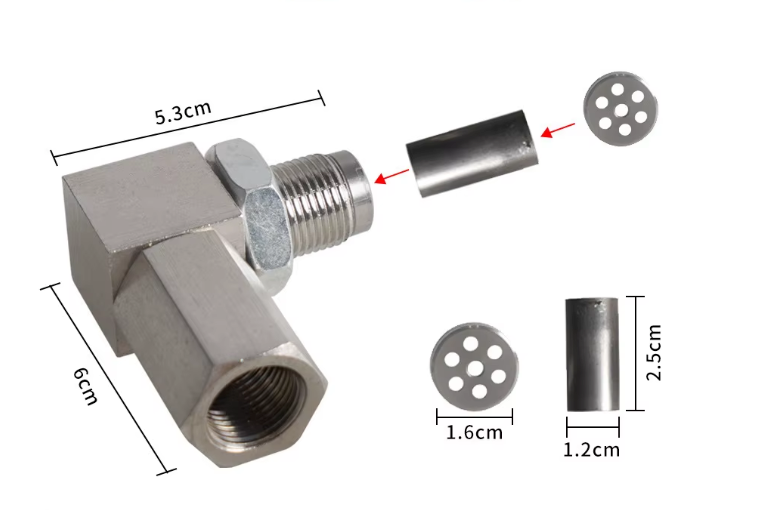 90° O2 Sensor Adapter Spacer – M18 x 1.5 Thread with Mini Catalytic Converter- 90 Degree