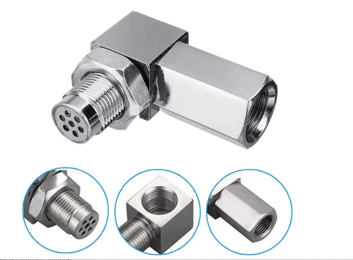 90° O2 Sensor Adapter Spacer – M18 x 1.5 Thread with Mini Catalytic Converter- 90 Degree