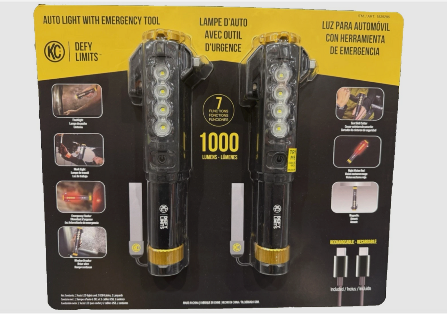 Rechargeable Emergency Auto Light 2-Pack – 1000 Lumens Magnetic LED Flashlight for Car, Garage & Roadside Use