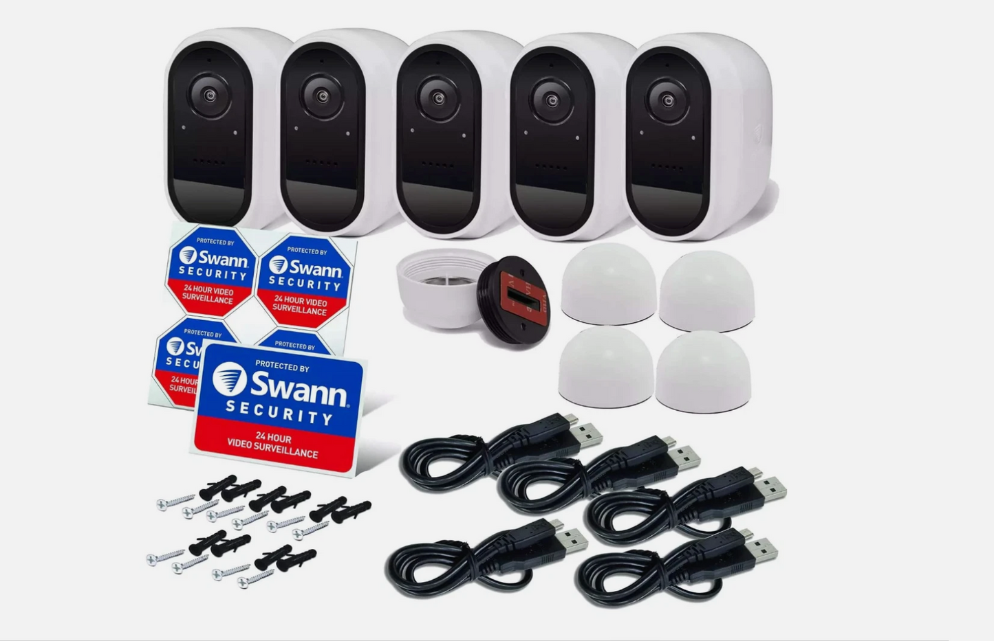 Swann Wire-Free 1080p HD Smart Security Camera System 5-Pack | Alexa & Google Assistant | Factory Sealed