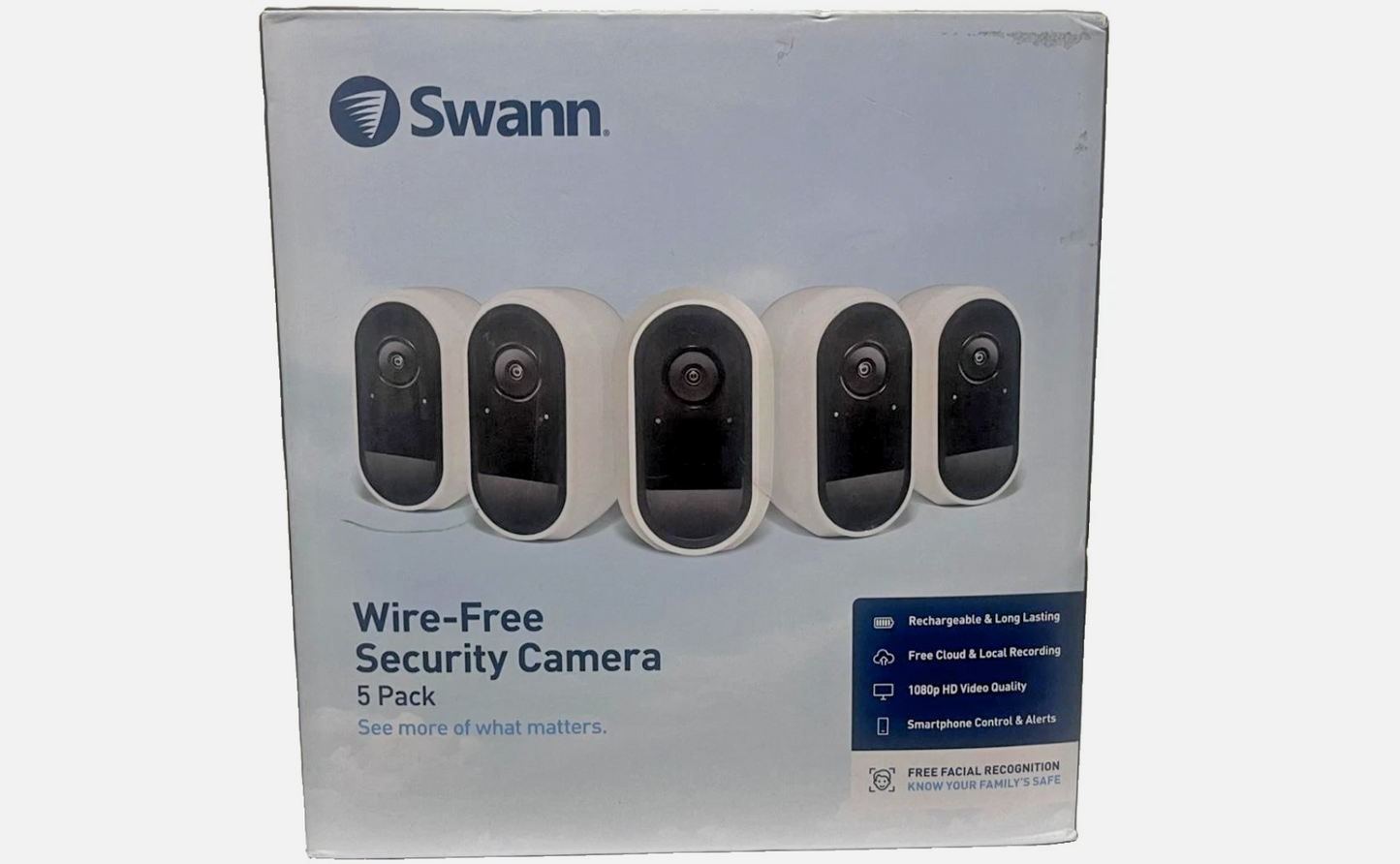 Swann Wire-Free 1080p HD Smart Security Camera System 5-Pack | Alexa & Google Assistant | Factory Sealed
