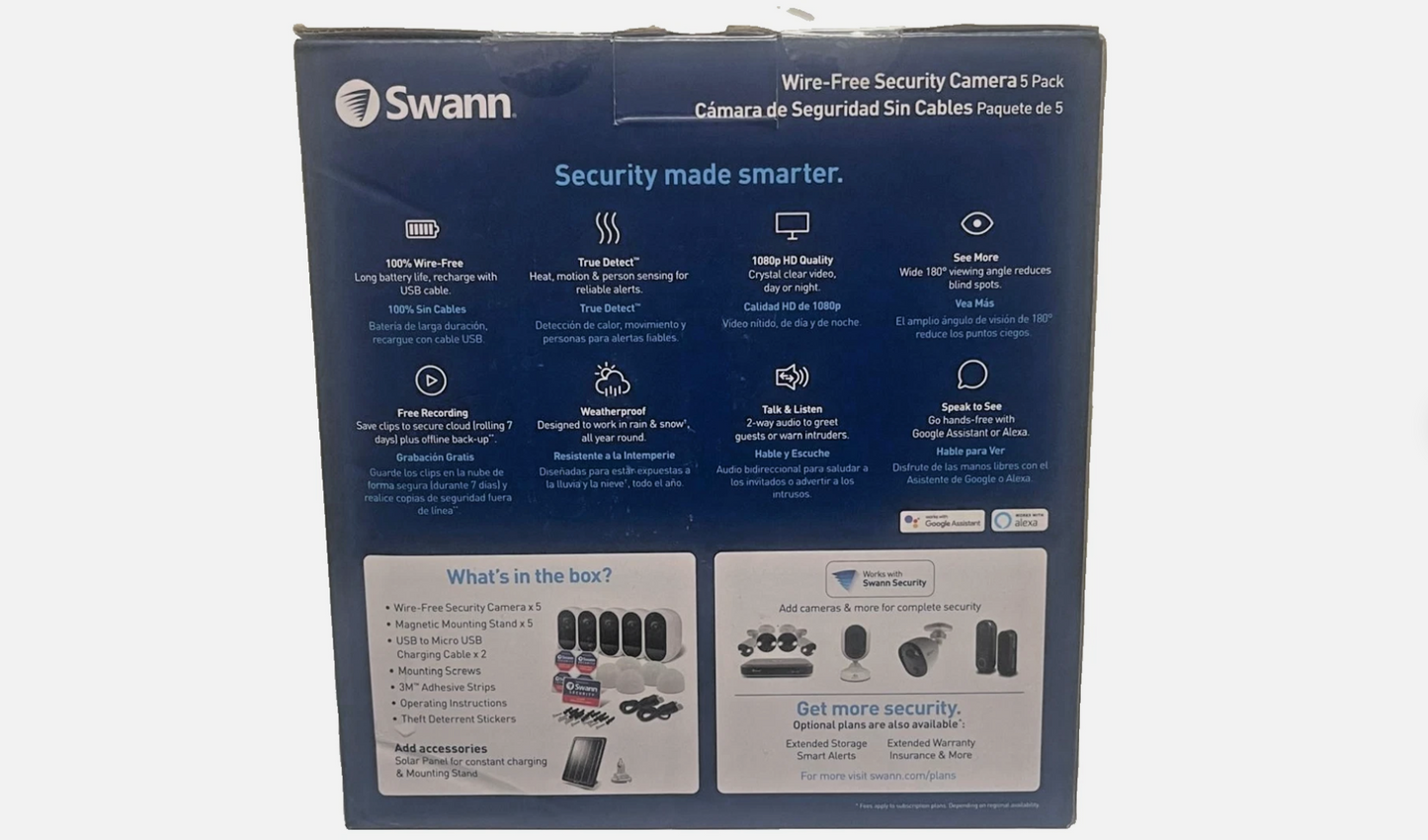 Swann Wire-Free 1080p HD Smart Security Camera System 5-Pack | Alexa & Google Assistant | Factory Sealed