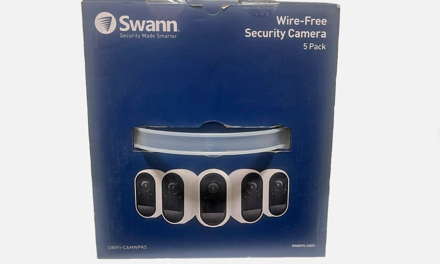 Swann Wire-Free 1080p HD Smart Security Camera System 5-Pack | Alexa & Google Assistant | Factory Sealed