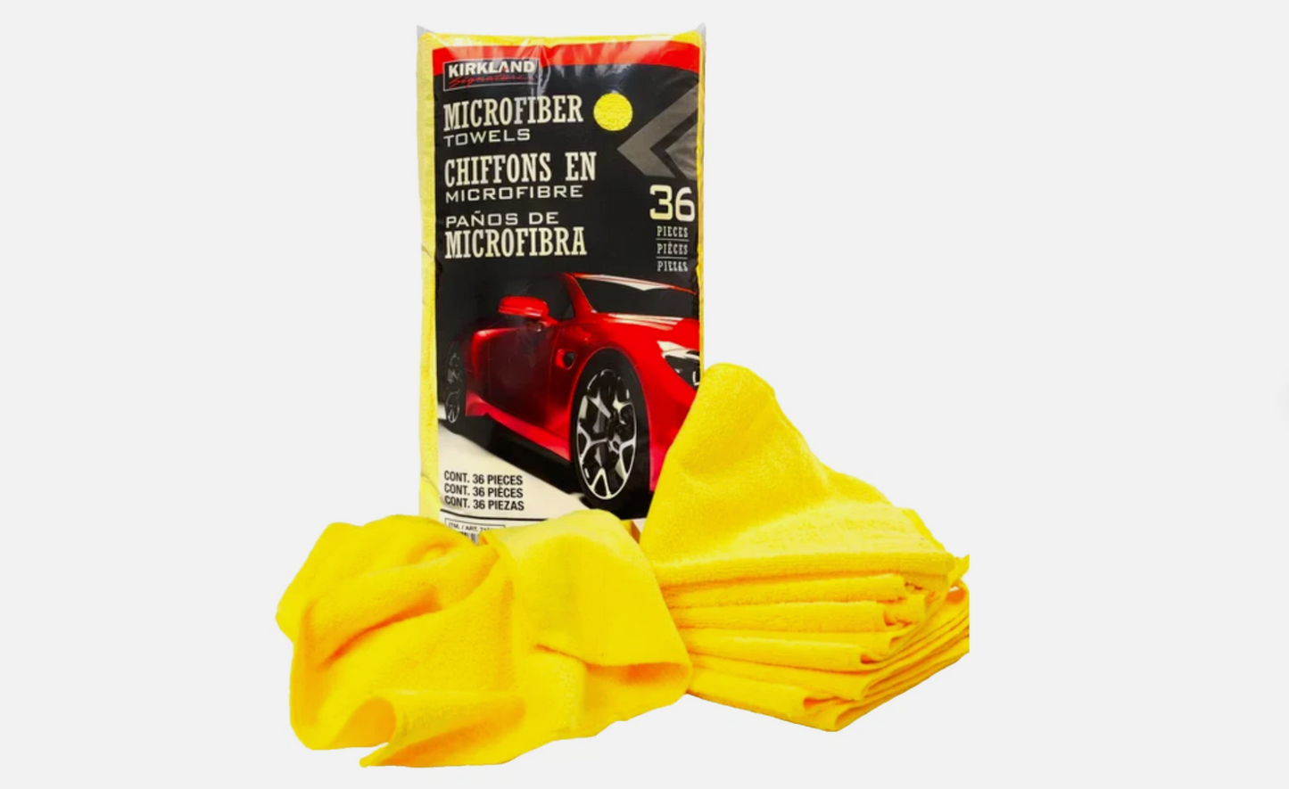 Kirkland Signature Ultra Plush Microfiber Towels 36-Pack – 16" x 16" Yellow Cleaning Cloths