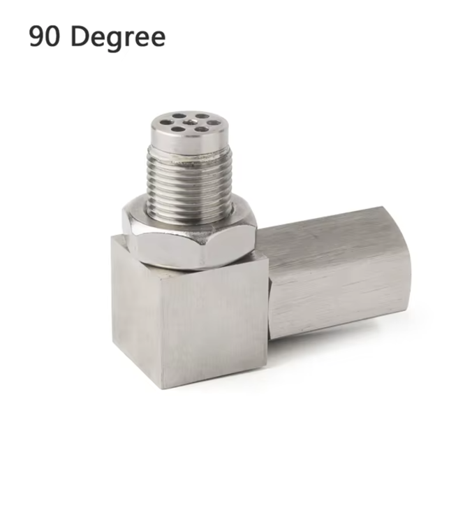 90° O2 Sensor Adapter Spacer – M18 x 1.5 Thread with Mini Catalytic Converter- 90 Degree