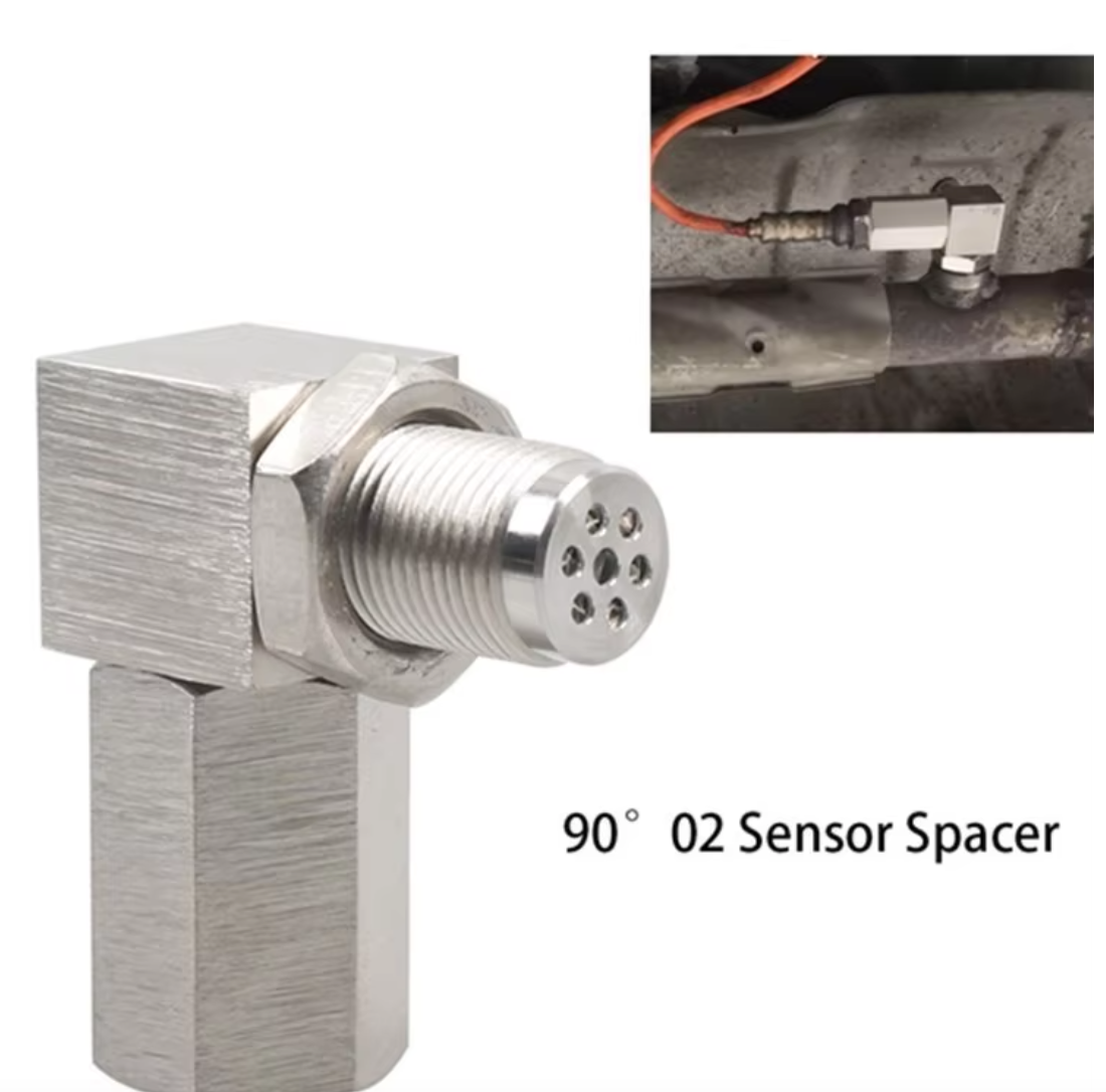 90° O2 Sensor Adapter Spacer – M18 x 1.5 Thread with Mini Catalytic Converter- 90 Degree