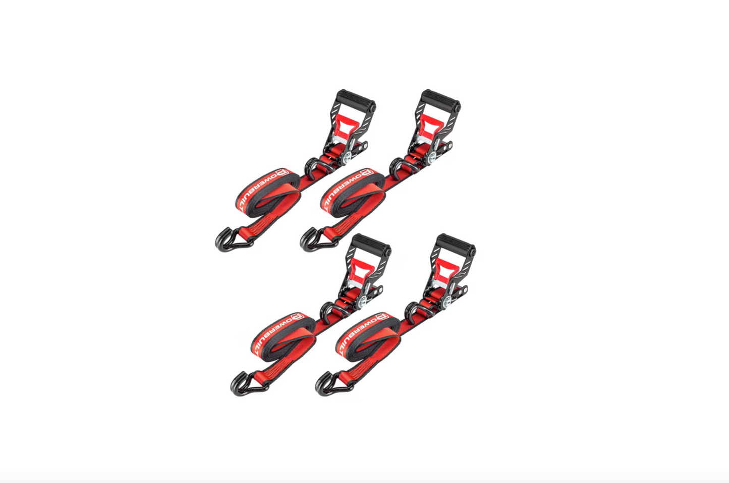 Powerbuilt Heavy-Duty Ratchet Tie-Down Straps 4-Pack – 1.5” x 16’ | 3,300 lb Break Strength