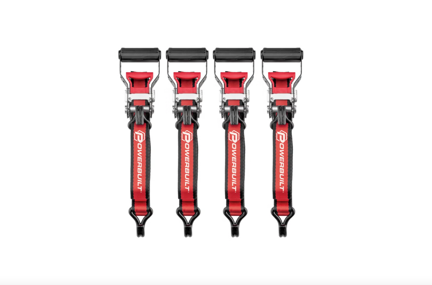 Powerbuilt Heavy-Duty Ratchet Tie-Down Straps 4-Pack – 1.5” x 16’ | 3,300 lb Break Strength