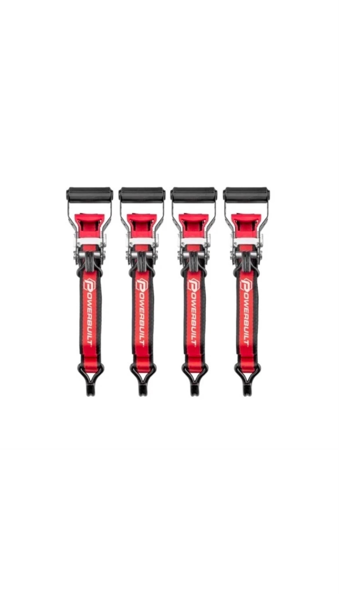 Powerbuilt Heavy-Duty Ratchet Tie-Down Straps 4-Pack – 1.5” x 16’ | 3,300 lb Break Strength