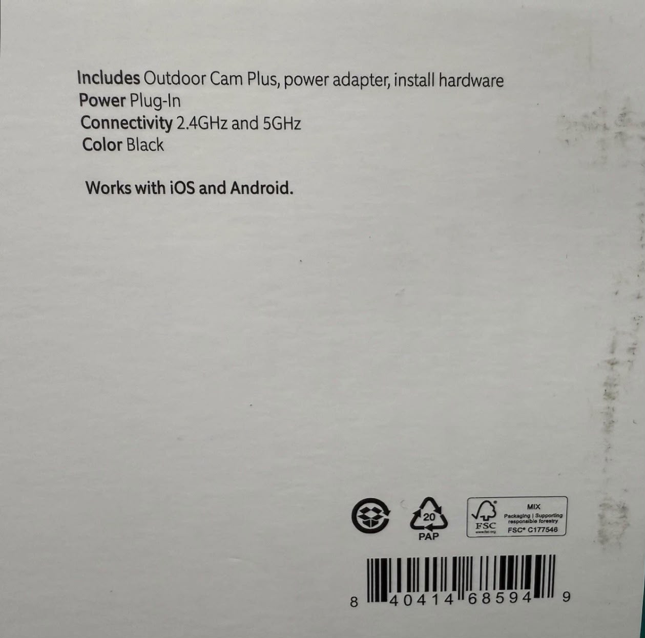Ring Outdoor Cam Plus Plug-In Camera 2K HD Wi-Fi Black | Alexa Compatible | Factory Sealed